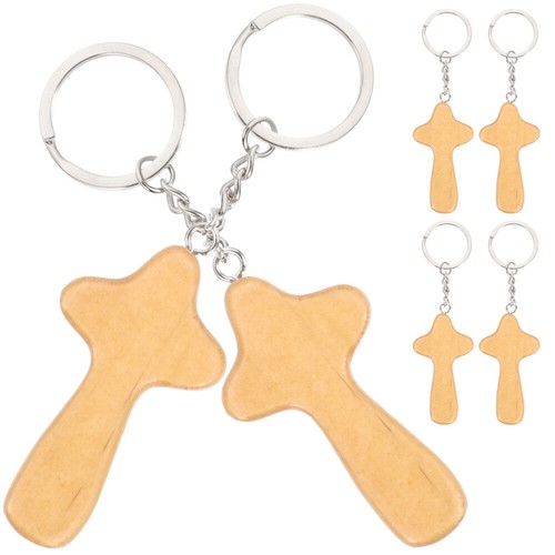 3 Count Anneau De Clé Croisée En Bois Manquer Les Amoureux Pendentif Trousseau - Photo 9/12