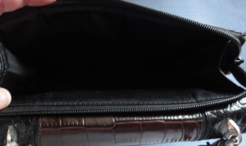 BRIGHTON CROSSBODY PURSE organizer w Black & Brown embossed leather - Picture 12 of 15