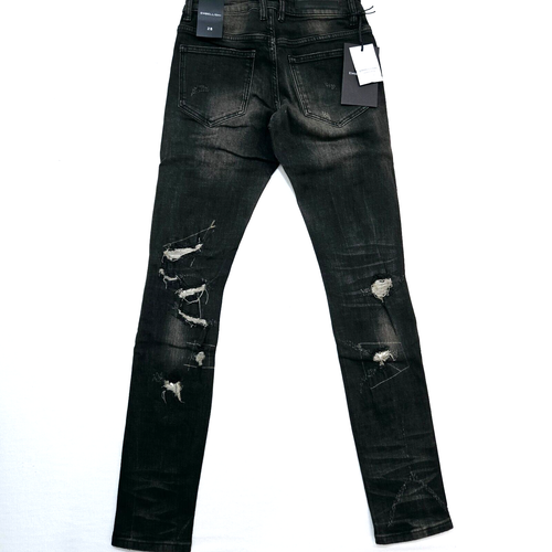 Embellish Premium Men's Black Vintage Faded Jeans Distressed Skinny Fit Denim - Picture 7 of 9