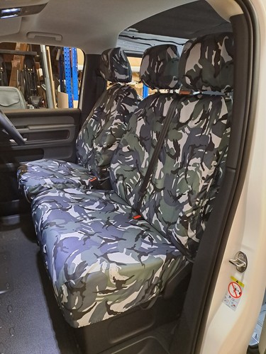 VW ID. Buzz 2022+ Cargo Grey Camo Waterproof Tailored Front 3 Seat Covers - Picture 2 of 2