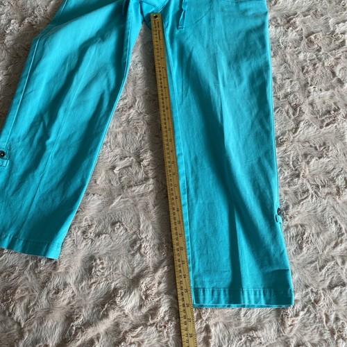 Ruby Rd. Womens 6 Bright Blue Turquoise Capri Pants Pockets Denim - Picture 6 of 8