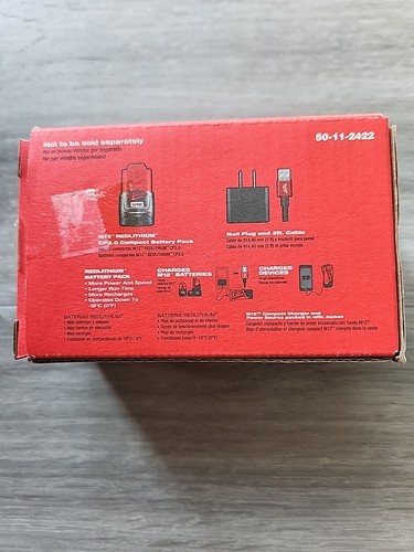 Milwaukee 50-11-2422 Compact Battery w/ Wall Plug 3ft Cable Red Lithium M12 - Picture 3 of 4
