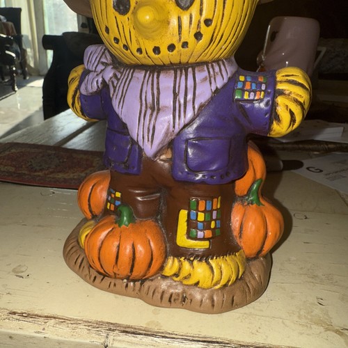 Vtg 1970's Ceramic Mold Handpainted Halloween Pumpkin Scarecrow Jack-O-Lantern - Picture 3 of 12