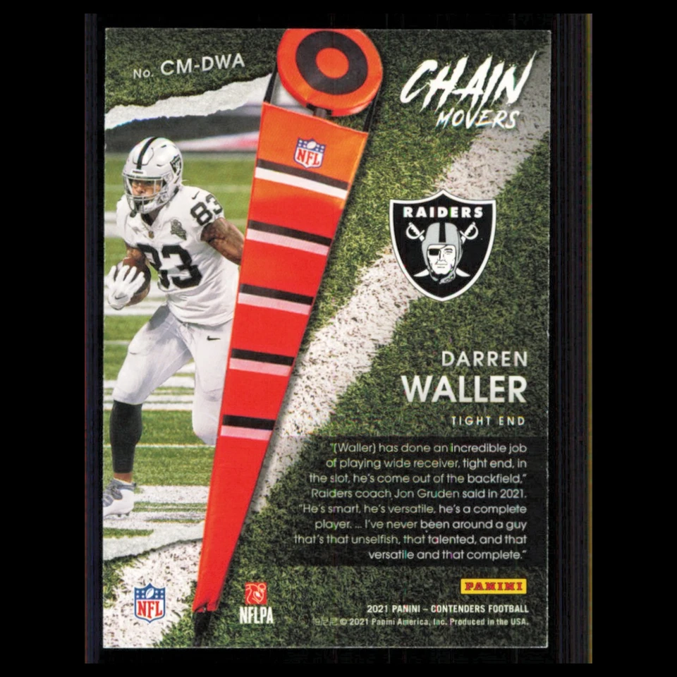 Darren Waller #CM-DWA 2021 Panini Contenders Chain Movers Las Vegas Raiders Card - Image 2 of 3