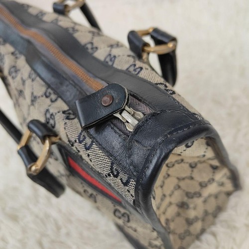 Bolso de Mano Gucci Mini Bolso Boston Patrón GG Línea Jerez Cuero Auténtico Para Mujer - Imagen 7 de 19