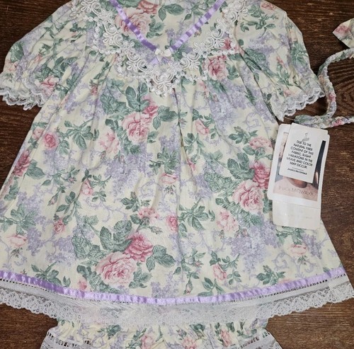 Vtg NWT Jessica McClintock Girls Floral Dress Bloomer Headband 3 pc Set 2T - Picture 18 of 19