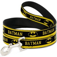 "Dog Leash 6-FEET Batman/Logo Stripe Yellow/Black Wide 1.5\" (Us Import)"