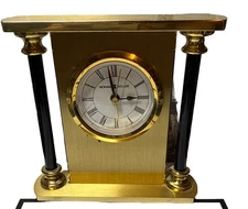 Howard Miller Casey Petite Arch Brass Desk Table Clock with Alarm Works Great!!