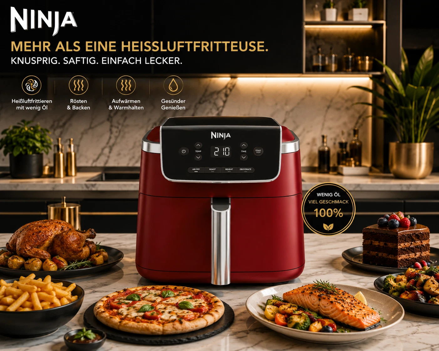 Ninja PRO AF140EU Heißluftfritteuse 4,7 L Rot