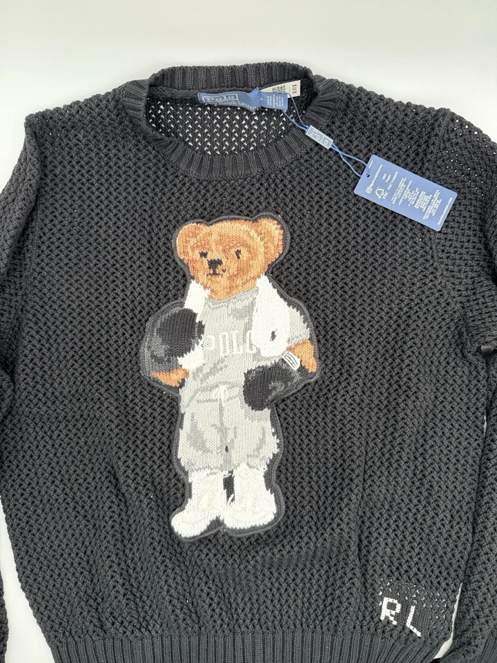 Polo Ralph Lauren Atlético Algodón Polo Oso Suéter Negro Talla Mediana Foto 2 de 3