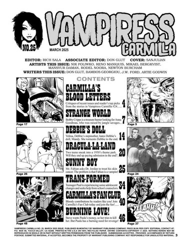 VAMPIRESS CARMILLA MAGAZINE #25 MARCH 2025 NM 9.4 UNREAD WARRANT SANJULIAN COVER - Picture 3 of 3