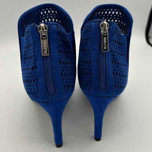 Unisa Damen-Booties 9M blau Cutout zehenfrei Reißverschluss hinten Wildleder-Stil 3 "Absatz - Bild 3 von 15