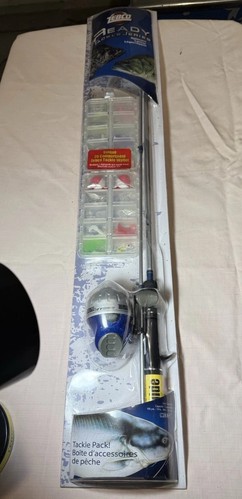 Zebco Ready Tackle Spincast Lancer Packaged Combo Rod & Reel Bobbers Hooks Lures - Picture 2 of 10