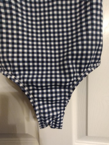 Land's End Bathing Suit Navy Blue Plaid With Ruffles Girl's Size 6X One Piece - Picture 6 of 13