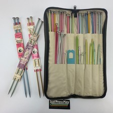 Vintage Lot of 51 Aluminum Knitting Needles w/ Case and Extras  Boye, Bates