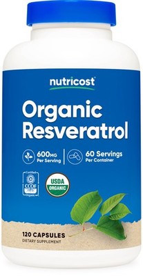 Nutricost Organic Resveratrol (600mg) 120 Capsules - USDA Organic, 60 Servings