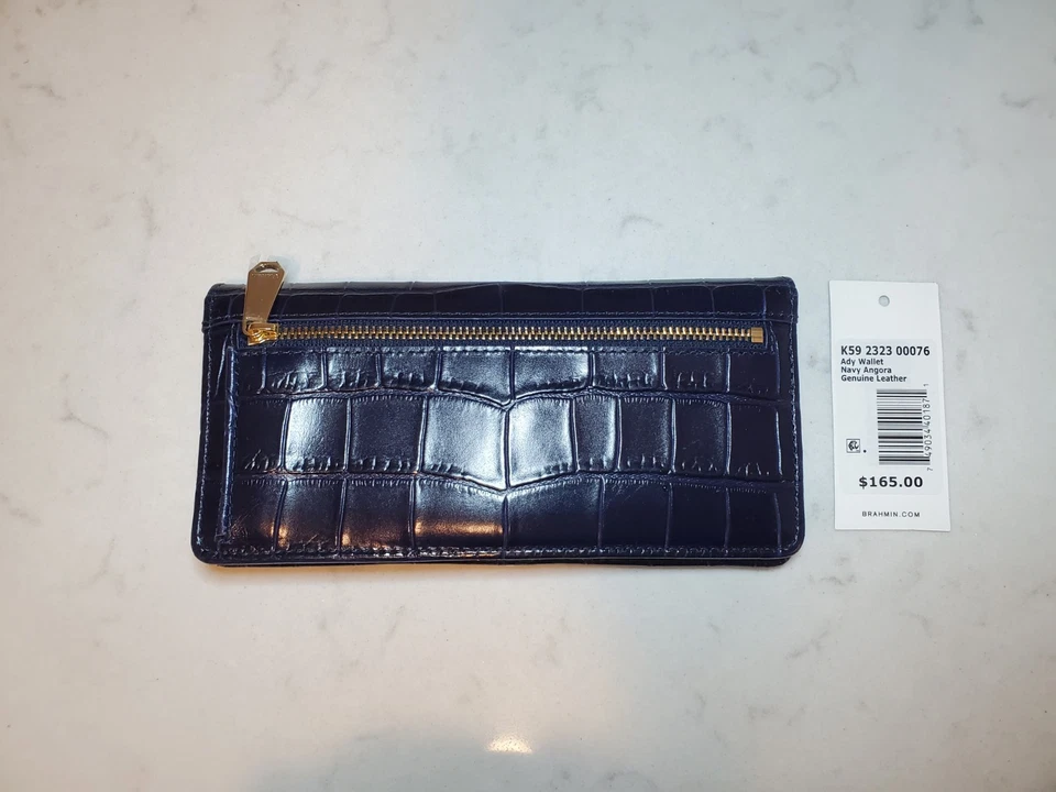 Cartera y tarjetero Brahmin Ady azul marino angora raro Foto 2 de 4