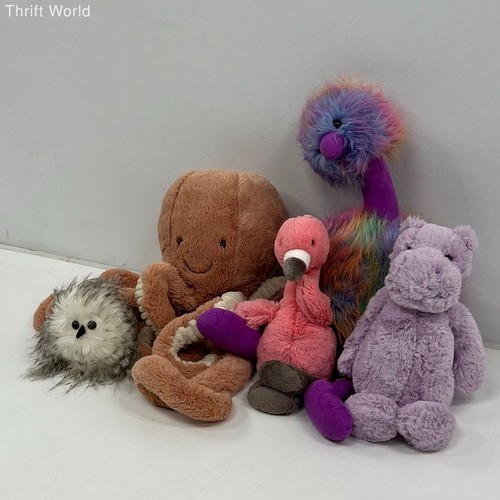 Jellycat London Plush Toys Lot Ostrich Owl Odell Octopus Bashful Flamingo Hippo