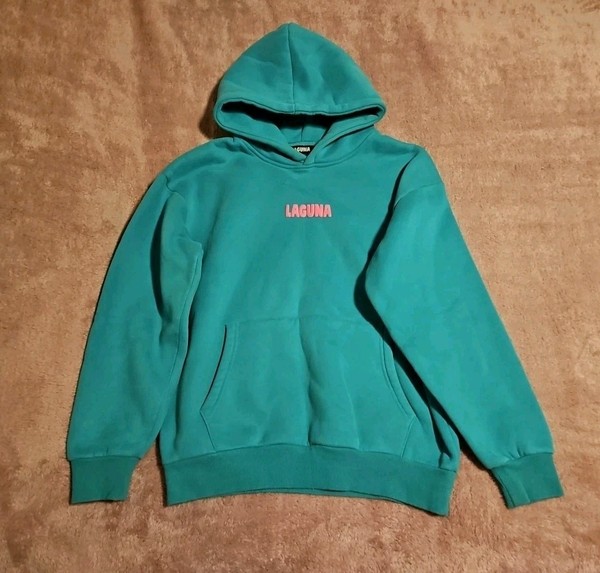 Laguna Hoodie Size M Green Pink Puff Logo Athletics Club Jumper Soft Warm 11L