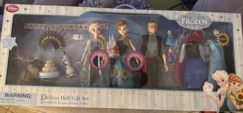 ❄️ Disney Frozen Fever Deluxe Puppe Geschenkset (2015) - Anna, Elsa, Kristoff