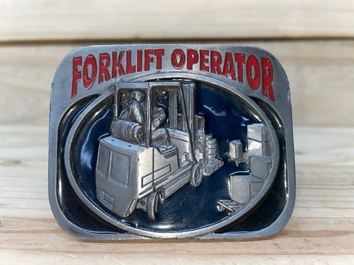 Gabelstaplerfahrer Gürtelschnalle 1997 C&J Inc Made in USA Zinn Metall - Bild 1 von 6