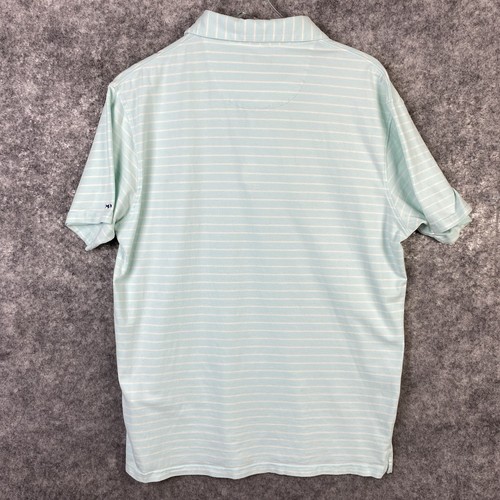 Camisa polo Fish Hippie Co para hombre grande rayas verdes manga corta rendimiento de golf - Imagen 3 de 7