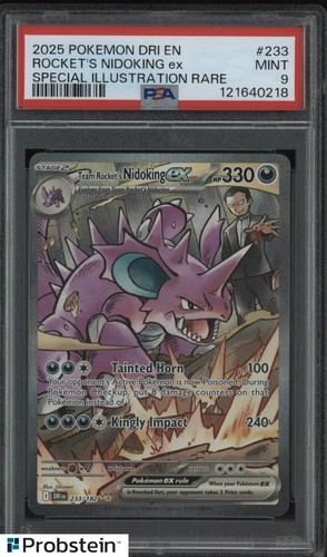 2025 Pokemon DRI EN Special Illustration Rare #233 Rocket's Nidoking Ex PSA 9
