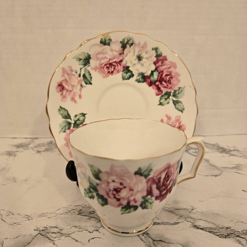 Vintage Crown Staffordshire Teetasse und Untertasse. Rose Blumenmuster. England - Bild 8 von 11