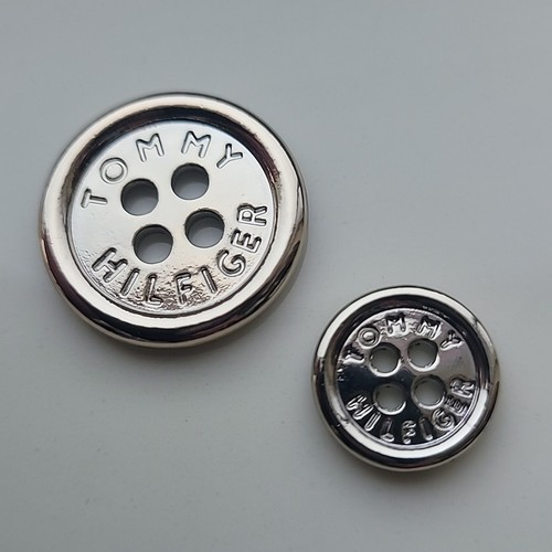 (2x) Tommy Hilfiger Silver tone Metal Replacement button 23mm 15mm - Picture 2 of 11