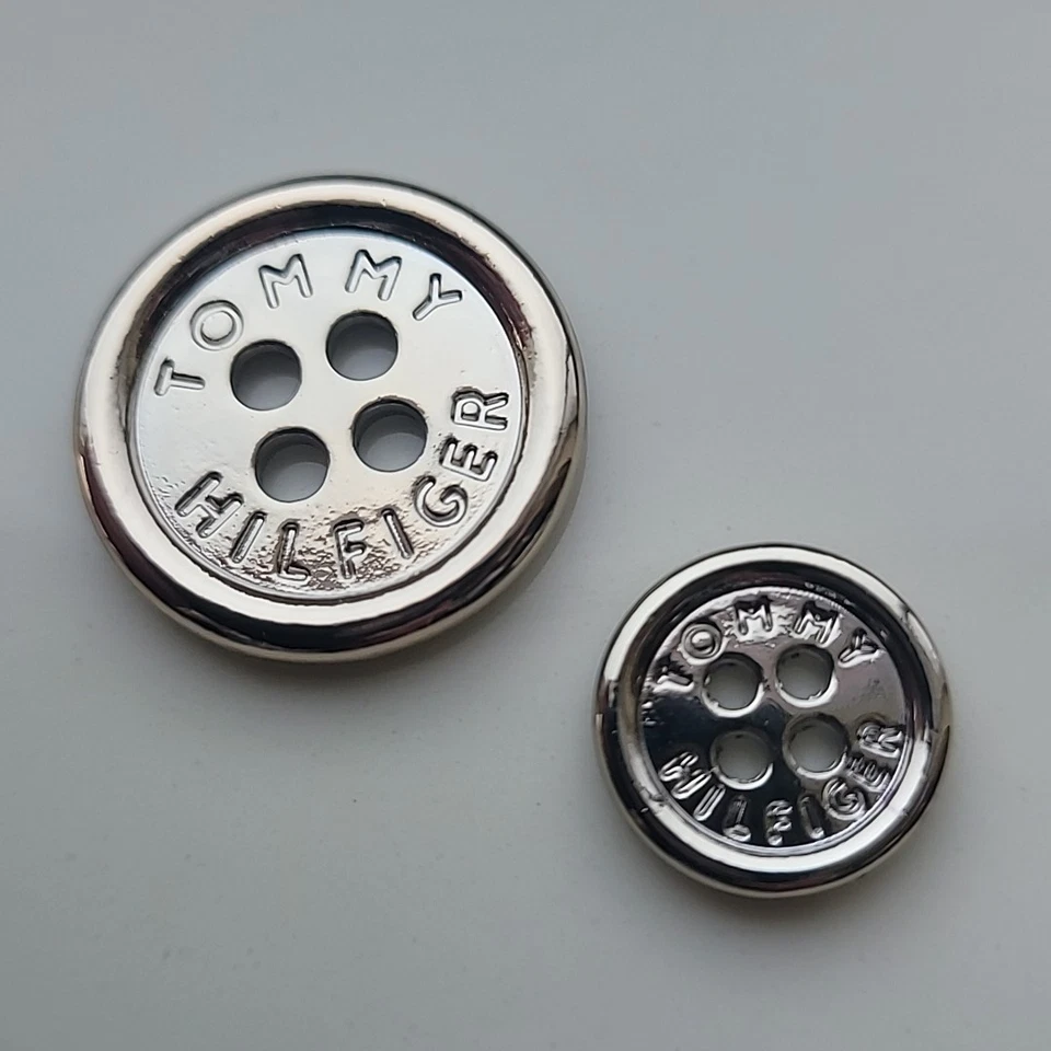 (2x) Tommy Hilfiger Silver tone Metal Replacement button 23mm 15mm - Image 2 of 4