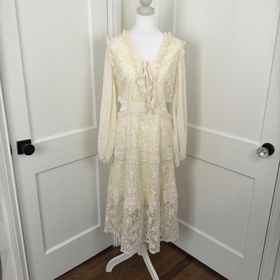Alexis X Target Dress Womens Large Off White Lace Midi Cutout Romantic Coquette