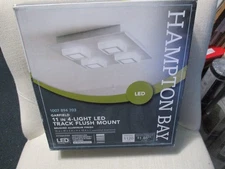 Hampton Bay Garfield 11 In 4-Light LED Track Flush Mount Brushed Aluminum NEW