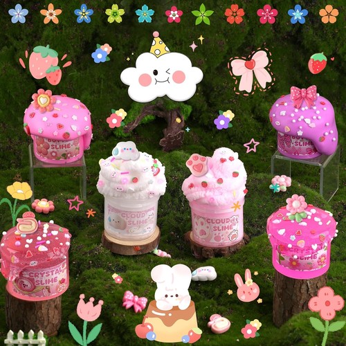 6 Pack Slimes, Pink Slime Kids, Cloud kit for Girls Ages 8-12, Picnic - Picture 6 of 7