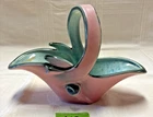 Hull Pottery #56 Decorative Candy Basket Pink/Green USA