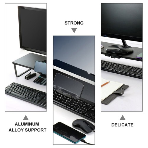 Monitor Stand Riser Aluminum Alloy Wood Computer Laptop Riser Display Holder - 第 3/12 張圖片