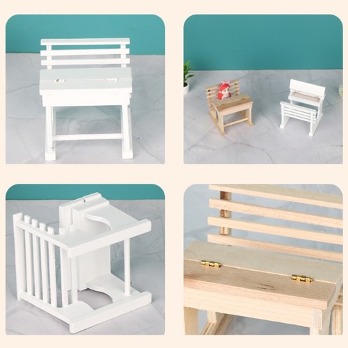 Tiny Study Desk For Model House Natural Texture Finish 1:12 Scale - Bild 7 von 10