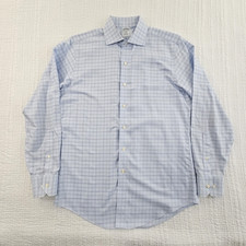 Brooks Brothers Regent Shirt Size 15 1/2 - 4/5 Blue Windowpane Button-Down EUC