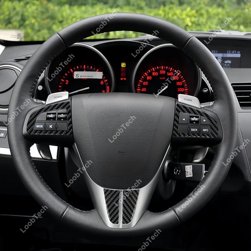For Mazda 3 Axela 10-13 Steering Wheel Button Cover Decoration Trim Carbon Fiber - Picture 2 of 11
