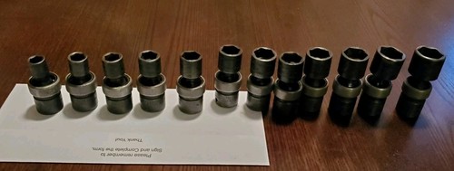 Snap-on 11pc 3/8" Drive 6Pt Metric Impact Swivel Wobble Socket Set ~ 9-19mm - Bild 1 von 10