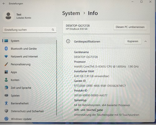HP EliteBook 840 G6 – i5-8365U – 8GB RAM – 256GB SSD – Touchscreen – Windows 11 - Bild 3 von 8