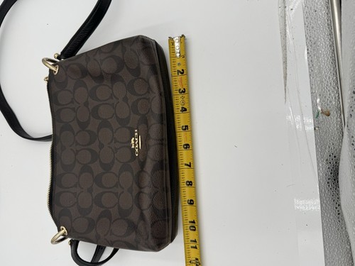 Coach Signature Mia Canvas Brown-Black-Gold Crossbody - Picture 8 of 13