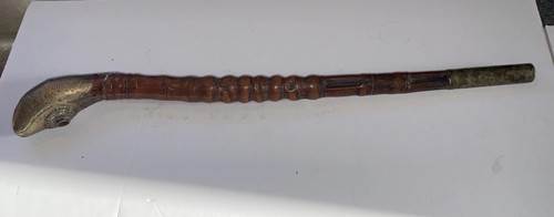 Antique Chinese Opuim Brass & Bamboo 17” Smoking Pipe Very Good With Stand!! - Picture 5 of 10