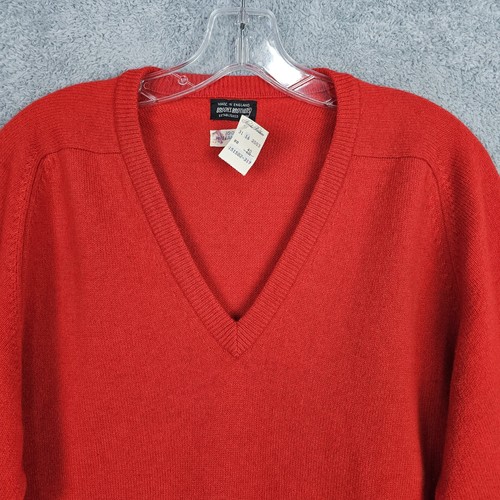 Neu mit Etikett Vintage 60er Brooks Brothers Pullover 40 Large rot Lammwolle V-Ausschnitt Strickpullover - Bild 2 von 18