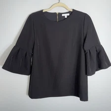 Anna Cate 3/4 Sleeve Blouse Top Shirt-Tuckernuck-Black-Bell Sleeves-Size Small