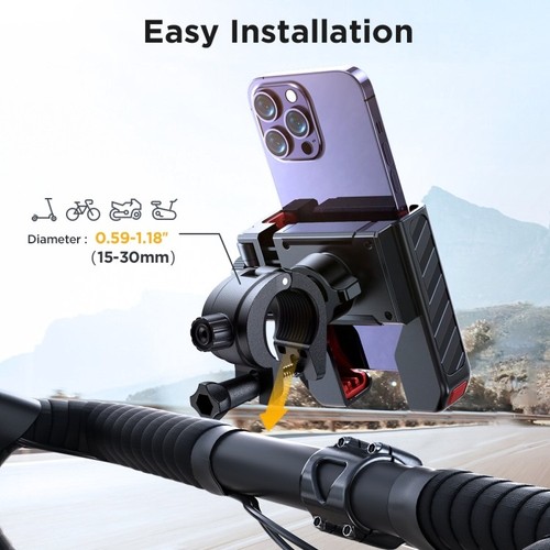 JOYROOM Supporto Telefono Maniglia Bicicletta Compatibile con 4,7-6,8 Pollici Nero - Foto 5 di 8