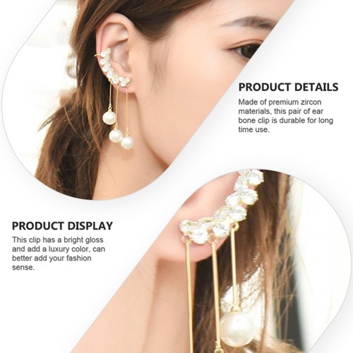 1 Pair Ear Bone Clips Non-Piercing Ear Cuffs Women Fashionable Earring Jewelry - Picture 4 of 12