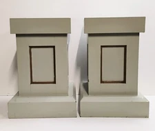 Vintage Heavy Custom Made Painted Wood Pedestal Plant Stand Side End Table 20"