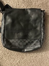Coach Houston Men’s Smooth Calf Leather Messenger Bag - Black Preowned