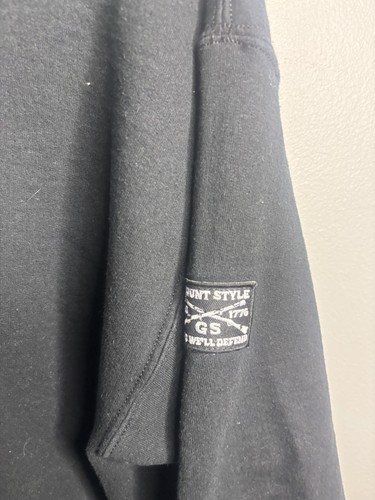 Grunt Style Full Zip Hoodie Mens Large Black American Flag Sleeve Patch GS 1776 - Picture 3 of 6