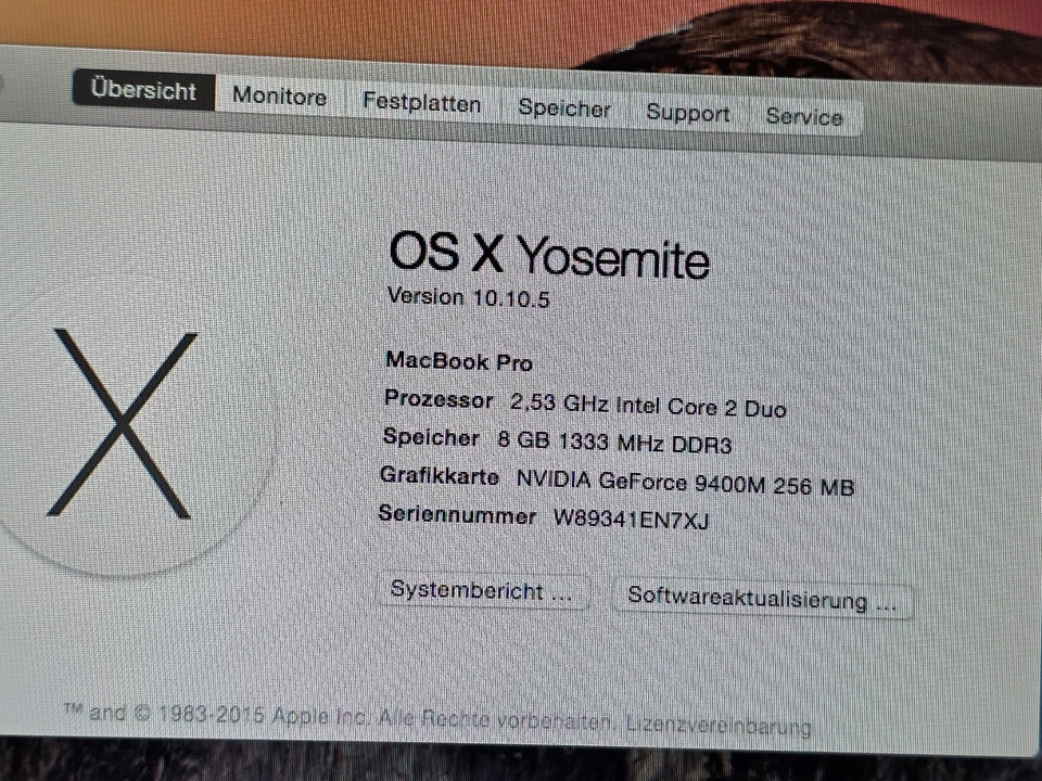 Apple MacBook Pro 15,4" A1286 Intel Core 2 Duo 8GB DDR3 240GB SSD NVIDIA 9400M - Bild 3 von 4